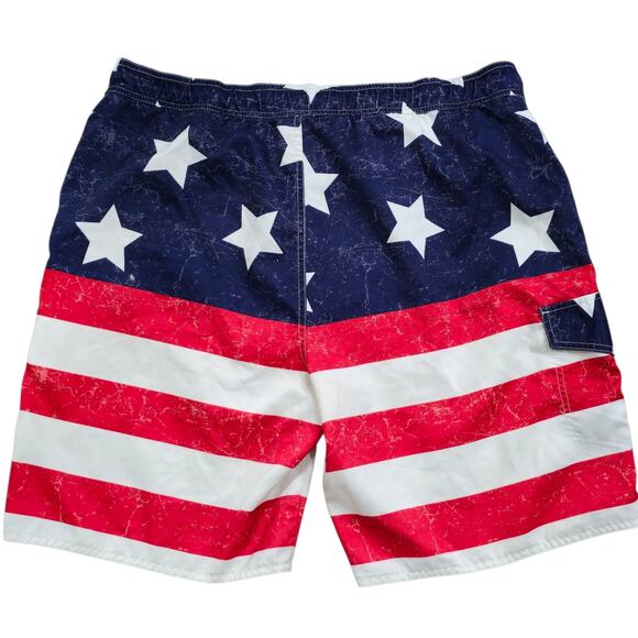 Bass Pro Shops Men's Mesh Lined Swim Trunks American Flag Pattern Size XL USA - Picture 2 of 8